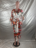 Silk Floral Print with Sashes Long Outwear Cardigans DAI-8408
