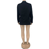 Simple Solid Open Stitch Long Sleeve Blazer Jacket LQ-085