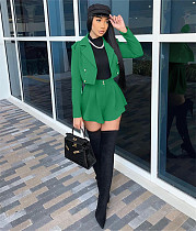 Long Sleeve Blazer Crop Tops and Shorts Two Piece Set BLX-61014