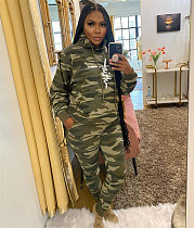 Camouflage Print Hoodie Joggers Pants Sweat Suit XING-178