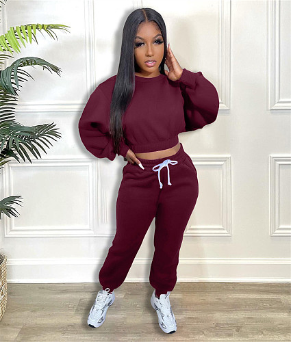 Long Sleeve Pullover Crop Top Joggers Pants Tracksuits WA-77306T2