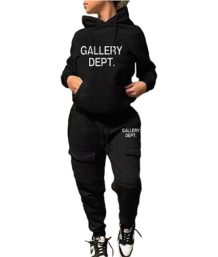 Letters Print Hoodies Top Cargo Pants Two Piece Sets WA-77515239
