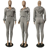 Hooded Zipper Knitted Sweater Skinny Pants Outfits CN-0204
