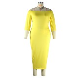Solid Color Slash Neck Half Sleeve Plus Size Dresses JLY-19505