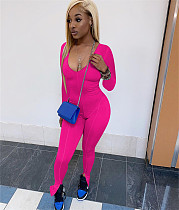Casual Solid Color Long Sleeve Fitness Jumpsuits YD-1081