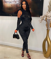 Flocking Leopard Print See Through Jumpsuits ME-22S8262