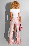 Striped Print Lace Up High Waist Flare Pants BS-1329
