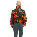 Stand Collar Zipper Orange Camo Cotton Padded Coat GLS-10044