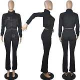 Sportswear Zip-up Jacket Flare Pants Two Piece Sets OQ-036
