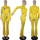 Sportswear Zip-up Jacket Flare Pants Two Piece Sets OQ-036
