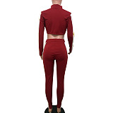 Color Matching Workout Jackets Two Piece Pants Sets OY-6397