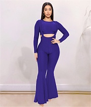 Solid Color High Stretch Jacquard Two Piece Pants Set YYUAN-6671