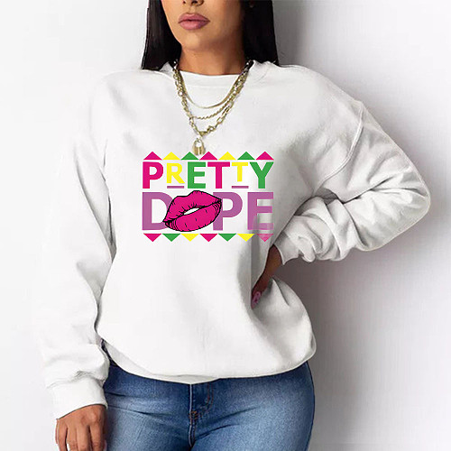 Letter Printed Loose Pullovers Casual Sweatshirts DN-8889P8