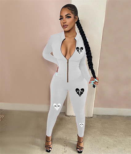 Casual Printing Long Sleeve One Piece Jumpsuit DN-3666A1