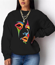 Fleece Loose Printing Sweatshirt Pullover Tops DN-8889T2