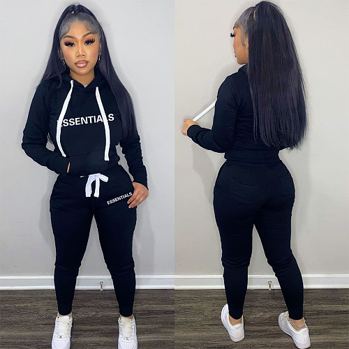Letter Print Pullovers Hoodie Sweatpants 2 Piece Sets CT-2089