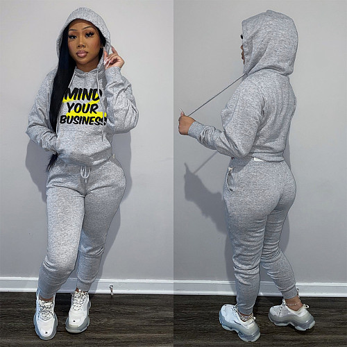 Letter Print Hooded Sweatshirts and Pants Sweatsuits CT-2040