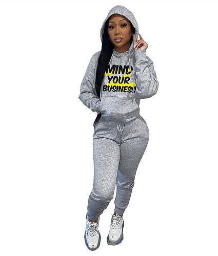 Letter Print Hooded Sweatshirts and Pants Sweatsuits CT-2040