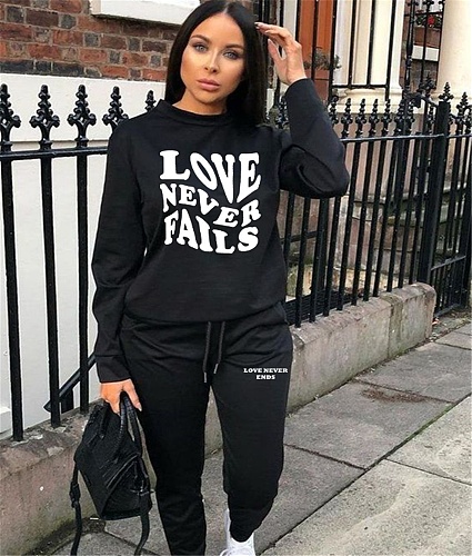 Casual Loose Letter Print Sweatshirt and Pants Suit GQ-7787-2