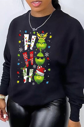 Christmas Pattern Printed Loose Pullover Sweatshirt Tops GQ-9550