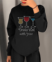 Winter Hot Drill Diamonds Graphic Sweatshirt Tops GQ-HTZ200