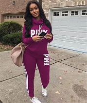 Winter Letter Print Hoodies Fitness Pants Two Piece Set GQ-0008