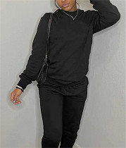 Black Long Sleeve Sweatshirt Joggers 2 Piece Pants Set GQ-000