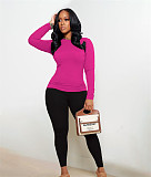 Fitness Solid Color Basic T Shirt Skinny Pants Outfits GQ-0001-1