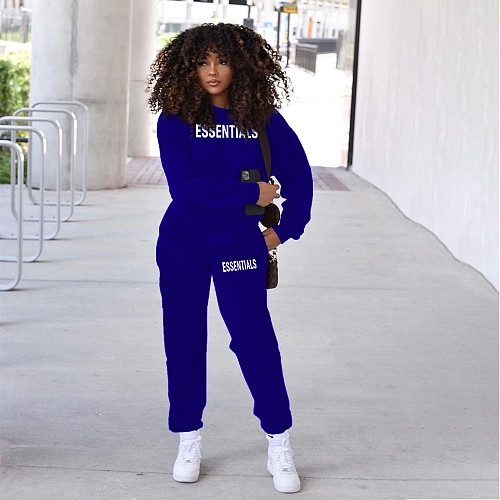 Streetwear Loose Letter Print Sweatshirt and Pants Suit MEI-9293