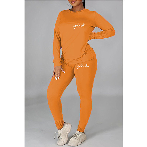 Fitness Long Sleeve T Shirt Tops 2 Piece Pant Sets DN-8686P19