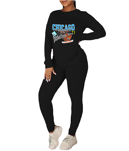 Streetwear Long Sleeve T Shirt Tops 2 Piece Pant Sets DN-8686C7