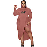 Long Sleeve Letter Print Asymmetrical Casual Dresses YIM-297