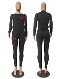 Fitness Long Sleeve T Shirt Pencil Pants Set Two Pieces DN-8686A8