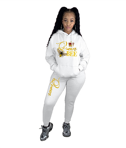 Casual Printed Hooded Sweatshirt and Pants Tracksuit CT-3028