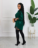 Chic Single Breasted Sequin Loose Shirt Dresses BGN-275