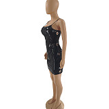 Sexy PU Leather Spaghetti Strap Bodycon Dresses WPH-0046