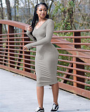 Chic Solid Color Long Sleeve Hooded Backless Dresses GY-6114
