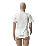 Summer Cotton Short Sleeve All Match T Shirt Tops HGL-2007