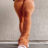 Solid Color Plush Mid Waist Casual Flare Pants CH-23011