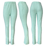 Solid Color Plush Mid Waist Casual Flare Pants CH-23011
