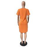 V Neck Short Sleeve Oversized T Shirt Dresses CT-3130