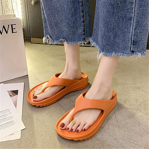 2023 New Korean Style Women Fashionable Flip Flops Shoes Indoor Outdoor Thick Soled Slope Heel Beach Non-slip Slippers Summer