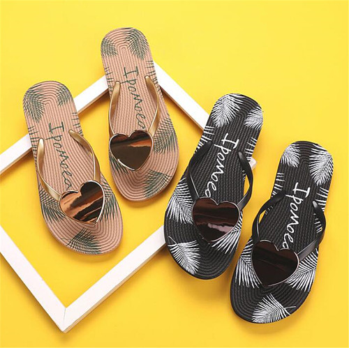 Woman Slippers Beach Flip-Flops Love Decoration Women's Sandals Non-Slip Female Summer Shoes Ladies Holiday Outdoor Slides