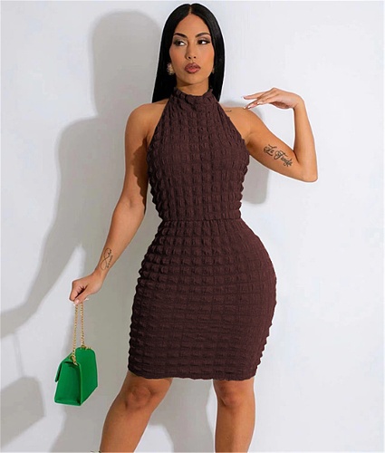 Halter Neck Backless High Stretch Bodycon Dresses QINGS-51071