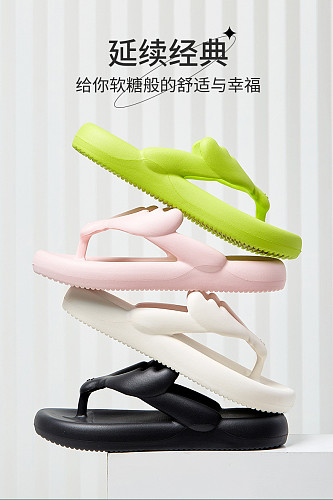 Soft Sole Thong Flip Flops Slippers Summer Outdoor Beach Sandals EVA Women's Non-slip Flat Platform Clip Toe Bathroom Slides