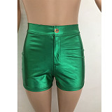 Metallic Candy Color Mid Waist Summer Shorts BN-9417