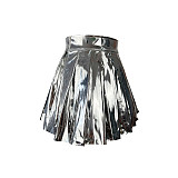 Bright PU Leather High Waist Pleated Mini Skirts CH-23031