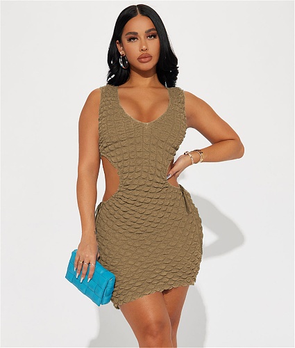 Sexy Cut Out Sleeveless Bodycon Short Dresses YD-8691