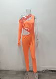 Sexy Single Shoulder Hollow Out One Piece Jumpsuits HX-1171
