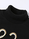 Embroidery Turtleneck Sleeveless Open Side Dresses WPH-822